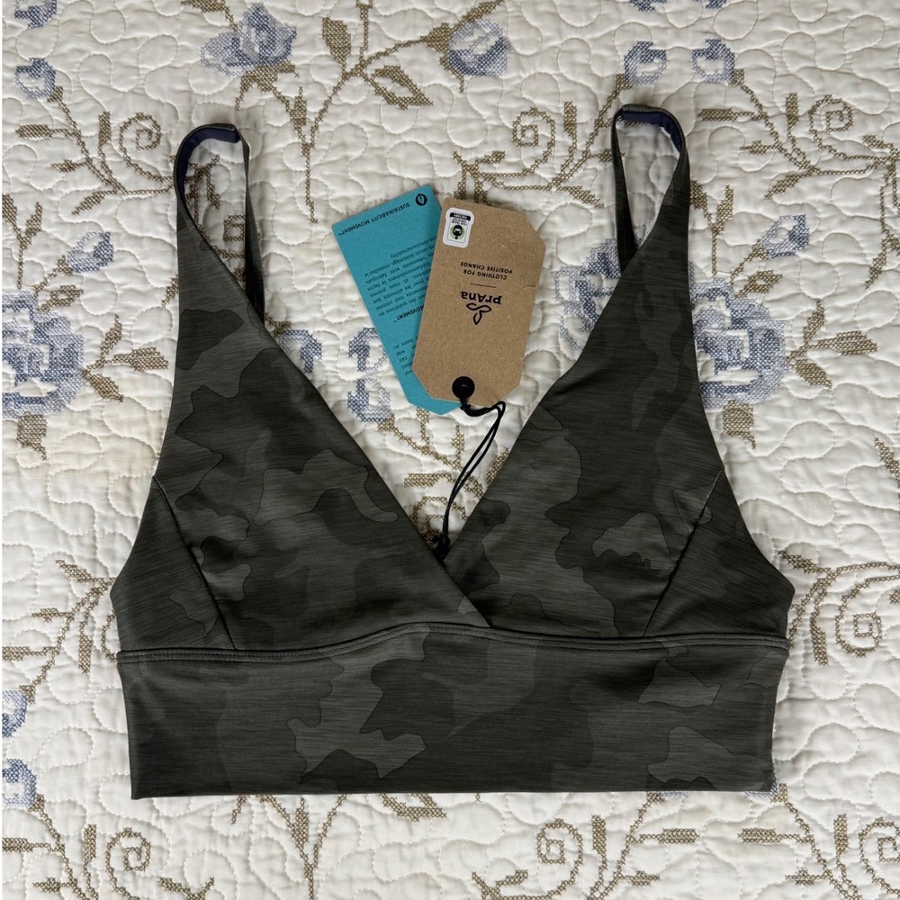 Prana Layna Brami Womens XS Sage Camo New Camouflage Yoga Sports Bra